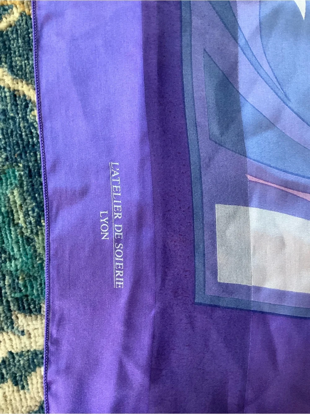 Silk Scarf Purple Floral French